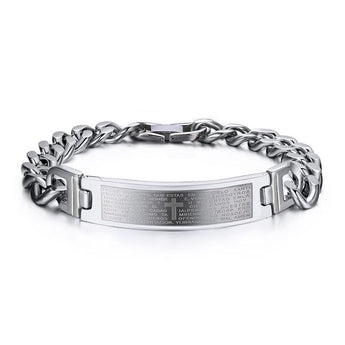 Engrave Bible Cross Men Bracelet