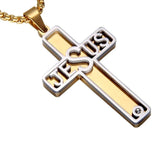 Two Tone Jesus Cross Necklace