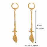 Leaf and Cross Earrings