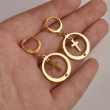 Round Earrings With Cross