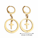 Round Earrings With Cross