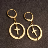 Round Earrings With Cross