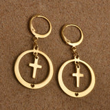 Round Earrings With Cross