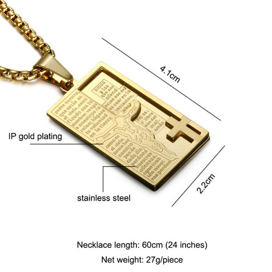 Spanish Bible Jesus Cross Pendant